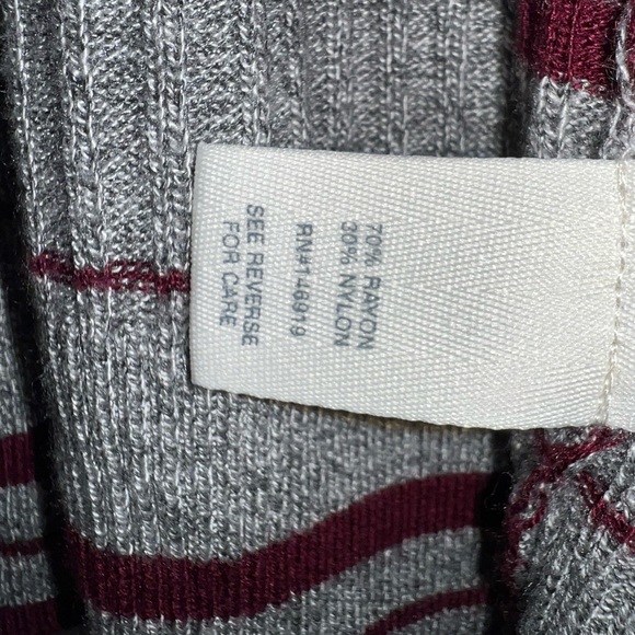 Mudd Cardigan | Size: L | Gray and Maroon Striped | Color: Gray | - Picture 5 of 6